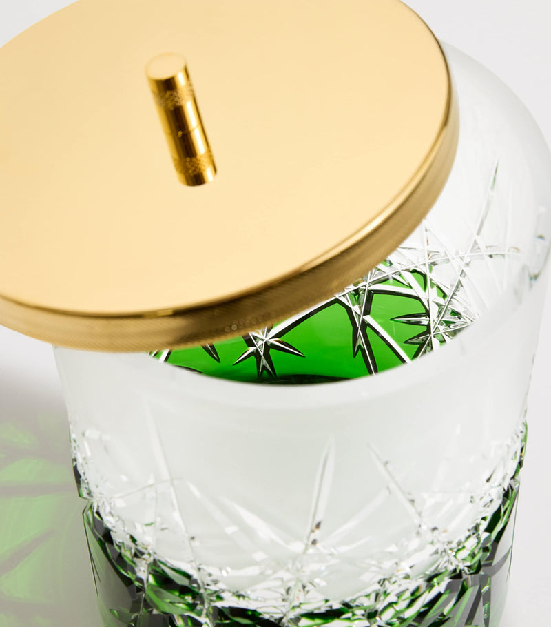 Zodiac crystal ivy green bin with lid, 25cm x 19cm x 19cm (British brand)