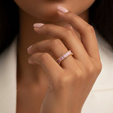 MUCHV gold plated pink cubic zirconia ring - British product