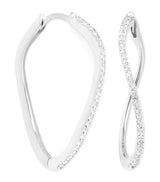 Harrods Astrid & Miyu White Gold and White Topaz Infinity Hoop Earrings- Buy online at McGrocer