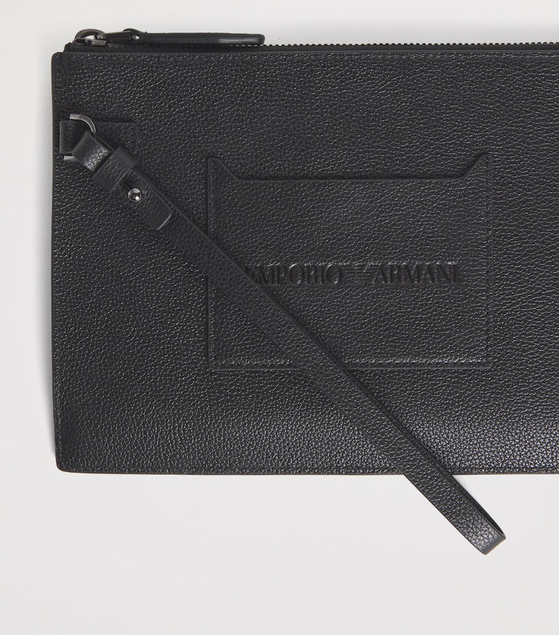 Emporio Armani grained leather logo pouch (British brand)