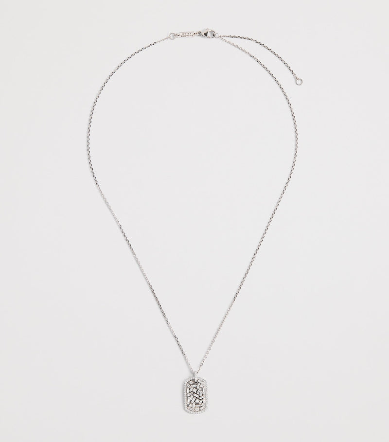 Suzanne Kalan diamond dog tag pendant necklace 18k white gold - British product