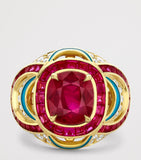 Boodles yellow gold diamond and ruby Palace ring - British product