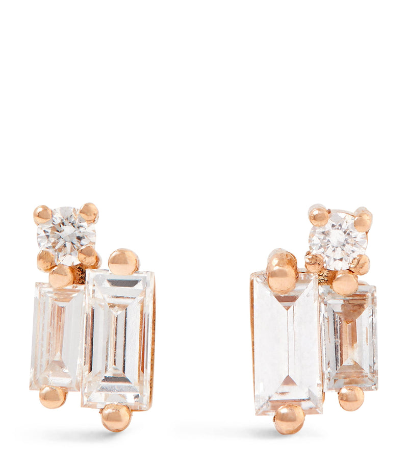 Suzanne Kalan rose gold diamond earrings, imported from the UK
