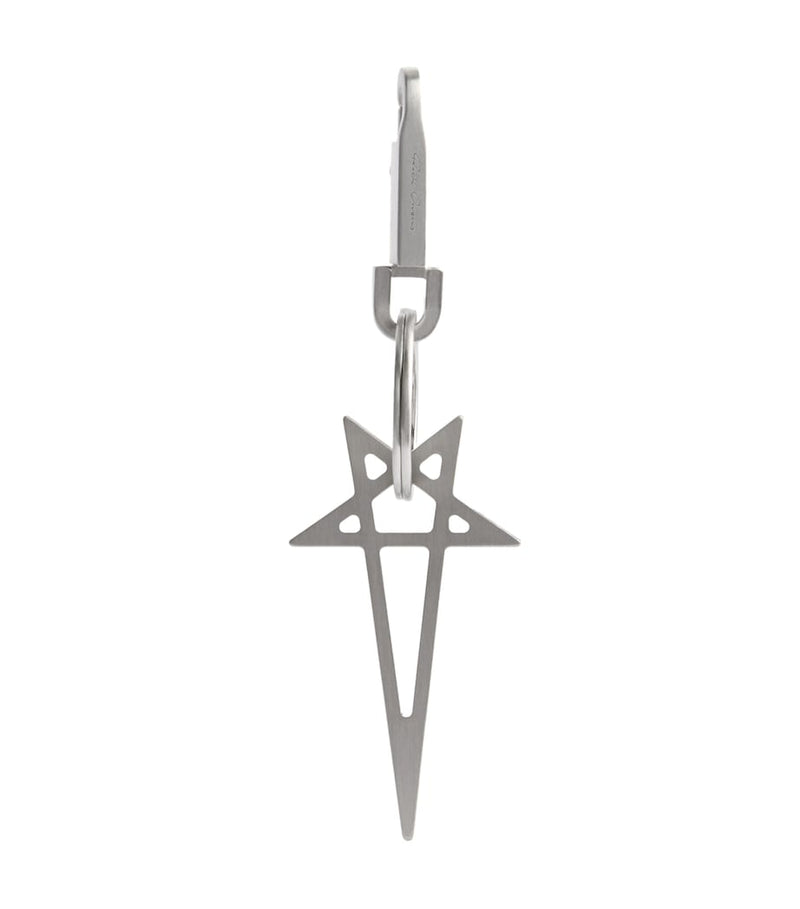 Rick Owens Pentagram keyring brushed palladium, UK version