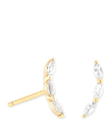 Harrods Astrid & Miyu Yellow Gold and White Topaz Marquise Stud Earrings- Buy online at McGrocer
