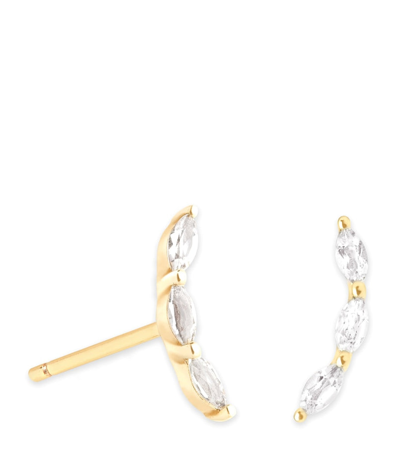 Astrid & Miyu gold topaz marquise stud earrings, imported from the UK
