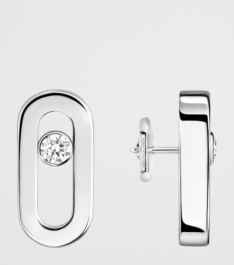 Messika Move Uno white gold stud earrings 0.03ct, imported from the UK