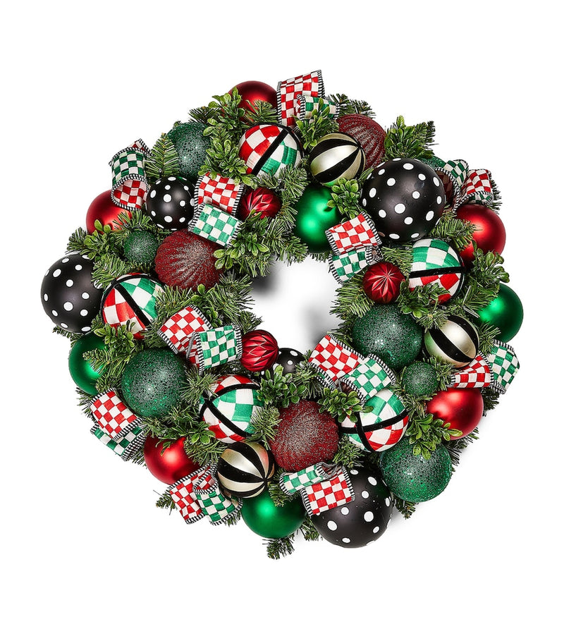 MacKenzie-Childs Check It Out illuminated wreath 66cm - British product
