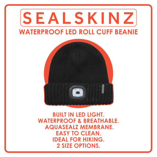 Sealskinz LED Roll Cuff Beanie, imported from the UK