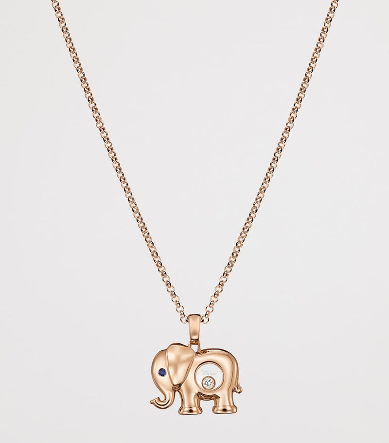 Chopard rose gold Happy Diamonds elephant necklace - British product