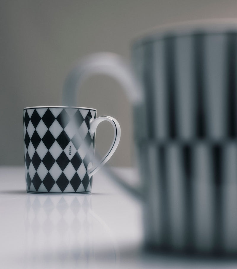 Prada porcelain checkerboard mug, imported from the UK