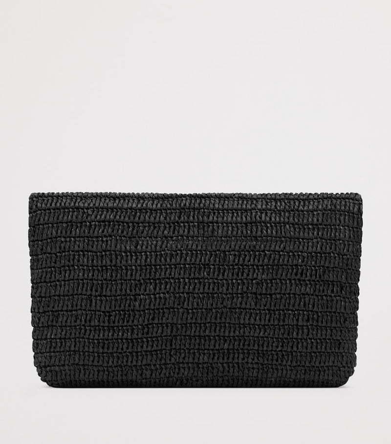 Saint Laurent Cassandre raffia envelope pouch, imported from the UK