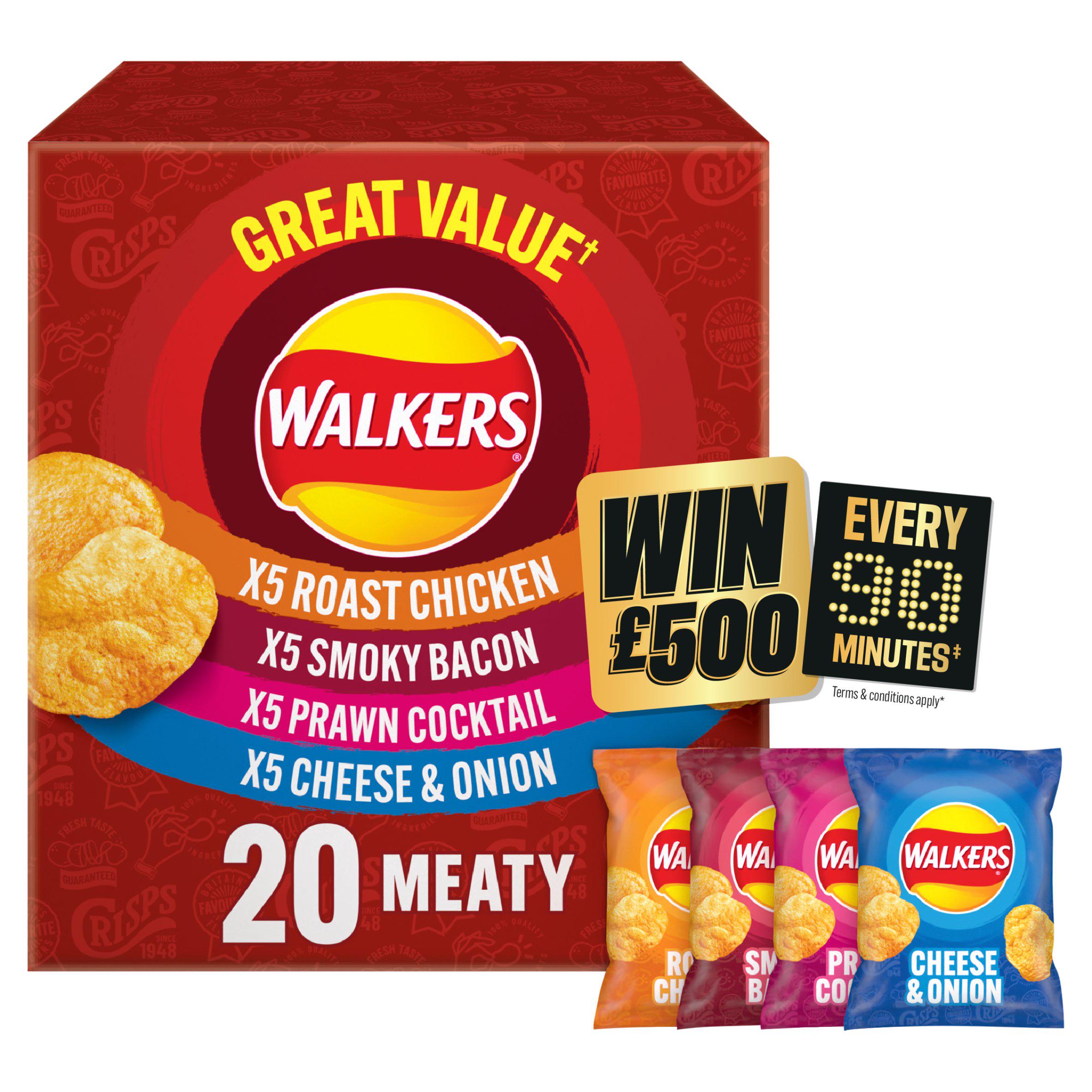Walkers Meaty Variety Multipack Crisps 20x25g GOODS Sainsburys