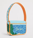 STAUD beaded Tommy shoulder bag with sunset spritz motif (British brand)