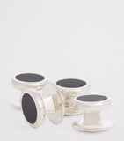 Deakin & Francis sterling silver onyx round cufflinks (British brand)