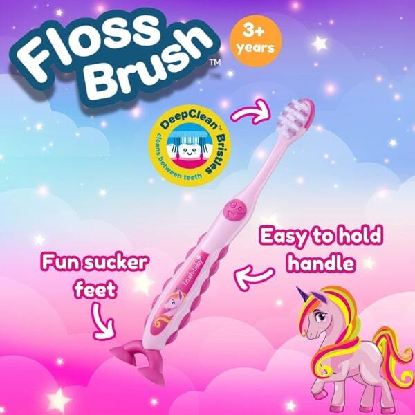 Brush Baby Unicorn FlossBrush Toothbrushes Double Pack - British product
