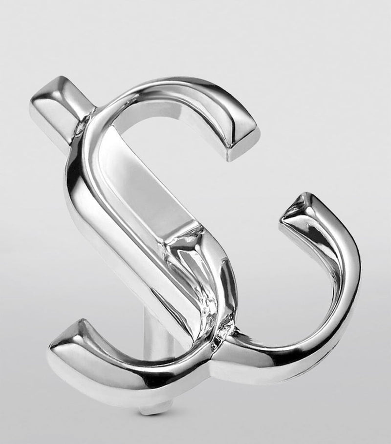 Jimmy Choo monogram stud earrings brass (British brand)
