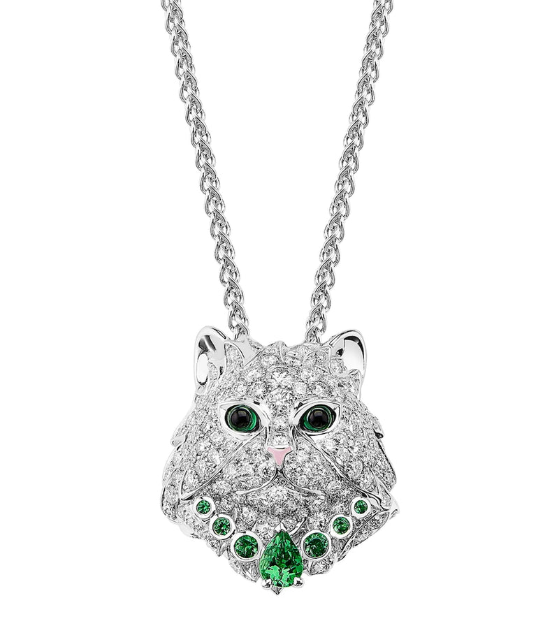 Boucheron white gold diamond cat necklace, UK version