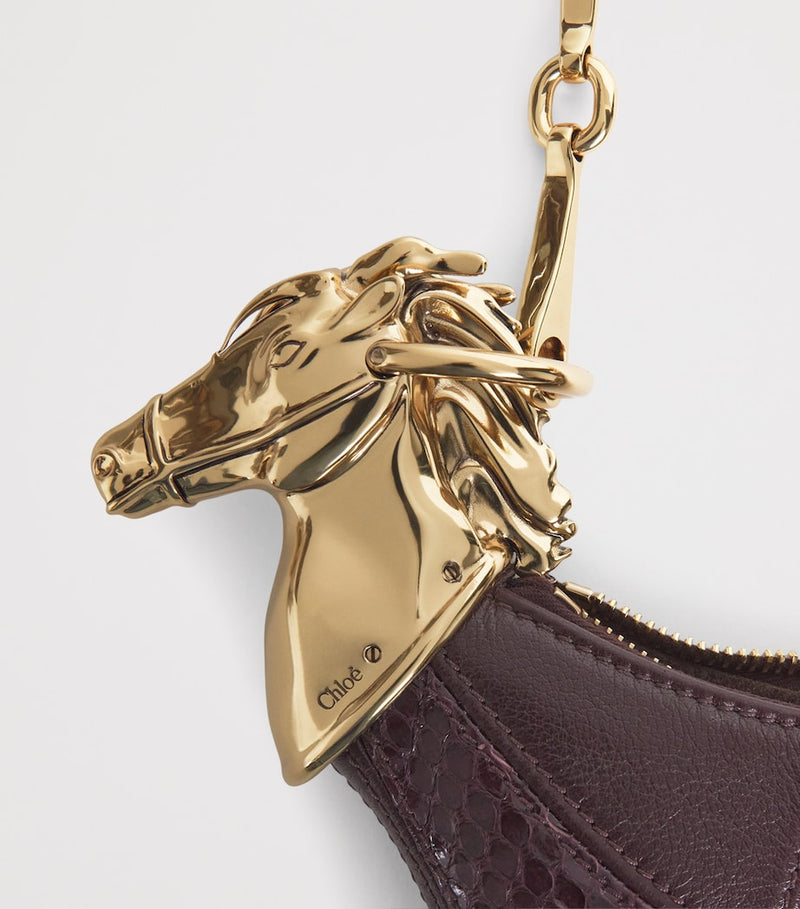 Chloé Chain Horse shoulder bag buffalo leather and snakeskin, UK version