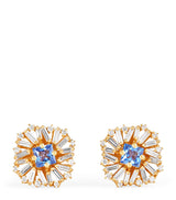 Harrods Suzanne Kalan Yellow Gold, Diamond and Light Blue Sapphire Flower Stud Earrings- Buy online at McGrocer