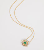Suzanne Kalan evil eye pendant necklace in yellow gold with diamonds and emerald, UK version