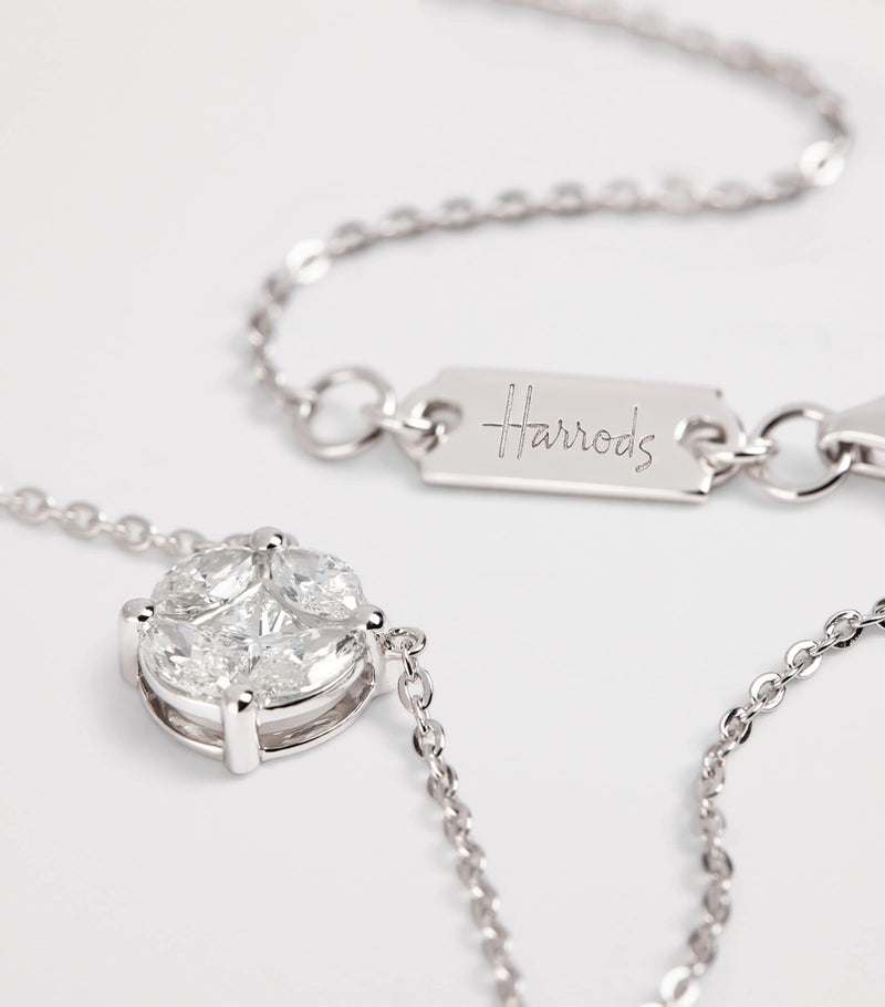 Harrods white gold diamond illusion necklace 0.90ct, imported from the UK