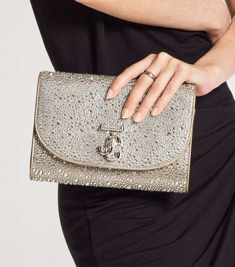 Jimmy Choo crystal-embellished curve clutch bag - British product