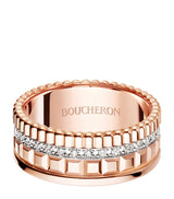 Harrods Boucheron Small Rose Gold and Diamond Quatre Radiant Ring- Buy online at McGrocer