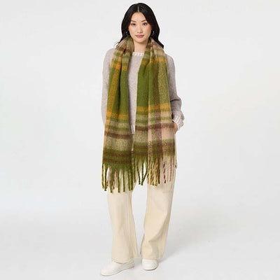 Superdrug Izabel London Checked Print Fringed Oversized Scarf- Buy online at McGrocer