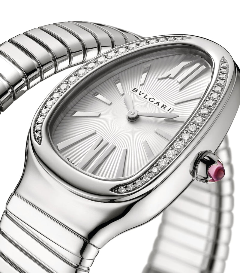 Bvlgari Serpenti Tubogas stainless steel diamond watch 35mm, imported from the UK