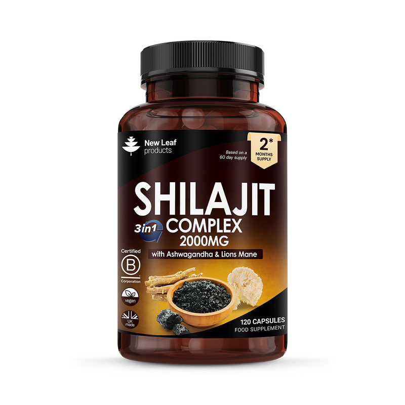 New Leaf Shilajit Complex food supplement 120 capsules, imported from the UK