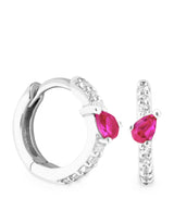 Harrods Astrid & Miyu White Gold and Pink Sapphire Marquise Huggie Hoop Earrings- Buy online at McGrocer