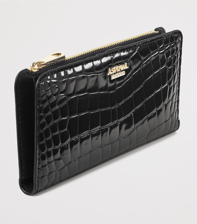Aspinal of London croc-embossed large purse (British brand)