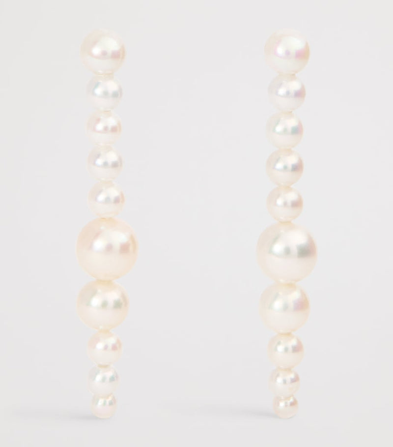 Sophie Bille Brahe Sienna Moon earrings in recycled yellow gold with freshwater pearls, imported from the UK
