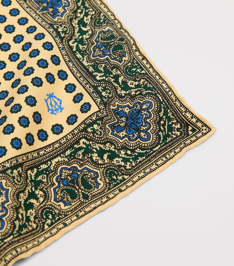 Dunhill mulberry silk printed pocket square 30cm, UK version