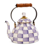 MacKenzie-Childs tea kettle Violet Check 3-quart (British brand)