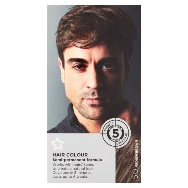 Superdrug Colour For Men Medium Brown 5.0 hair dye (British brand)