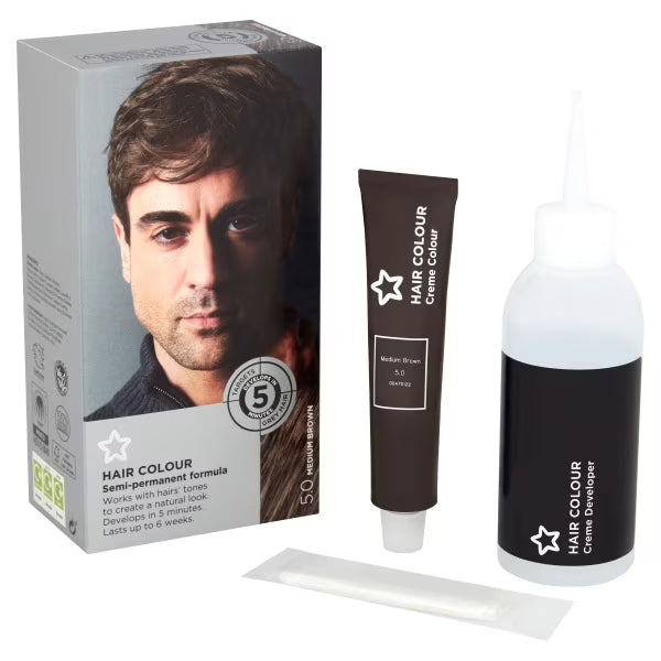 Superdrug Colour For Men Medium Brown 5.0 hair dye (British brand)