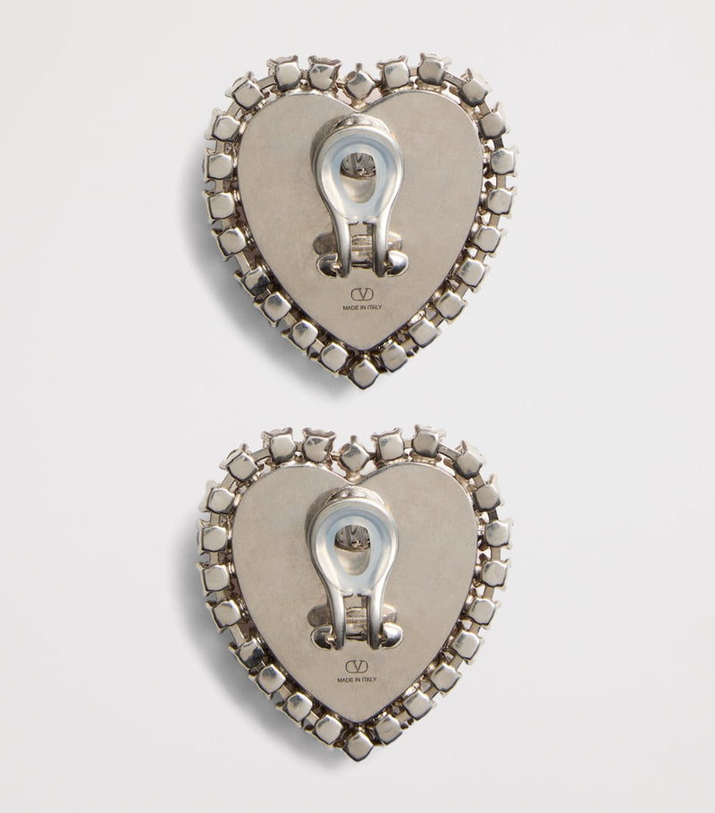Valentino Garavani Crystal Coeur Hyperbole clip-on earrings, imported from the UK