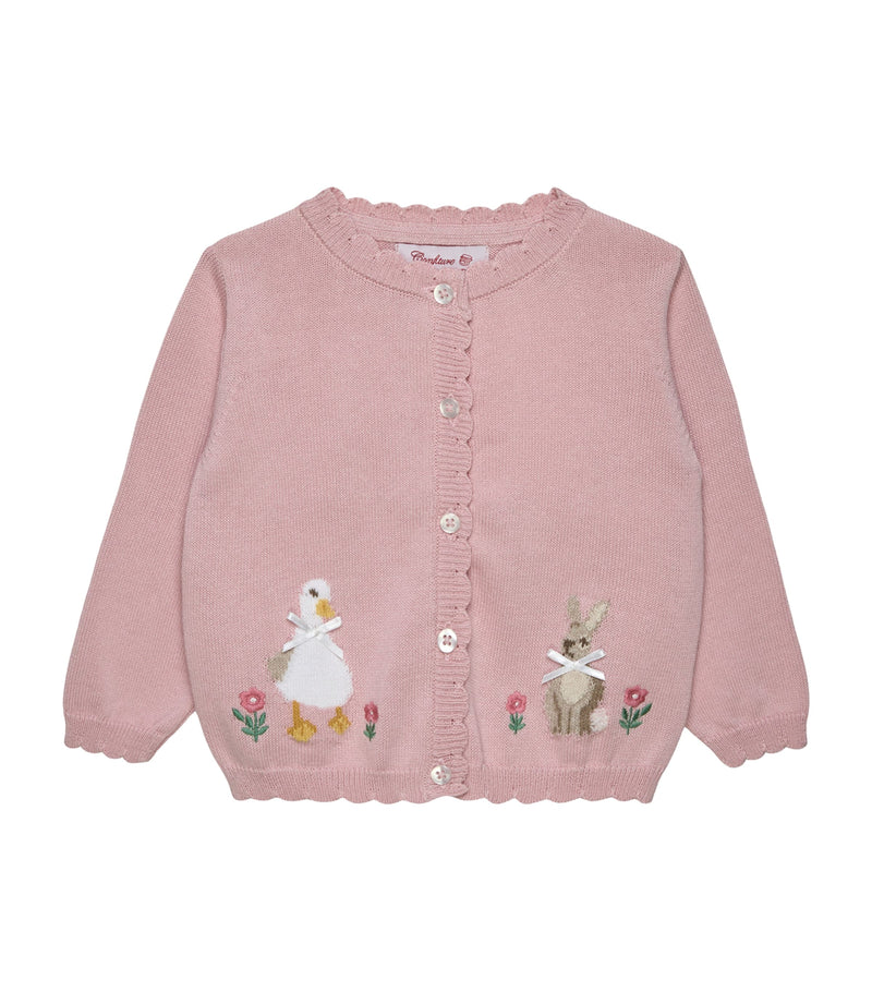 Trotters cotton duck and bunny cardigan for infants 3-24 months (British brand)