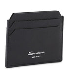 Santoni textured leather card holder with 6 slots, imported from the UK