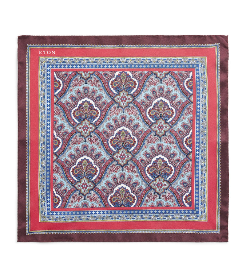 Eton silk paisley pocket square 33cm (British brand)