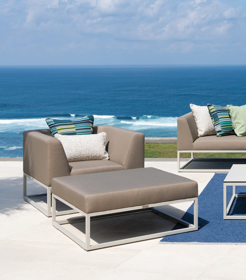 Indian Ocean modular outdoor armchair with stainless steel base, UK version