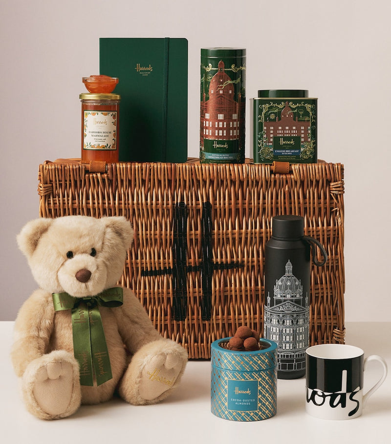 Harrods gift hamper with wicker basket (British brand)