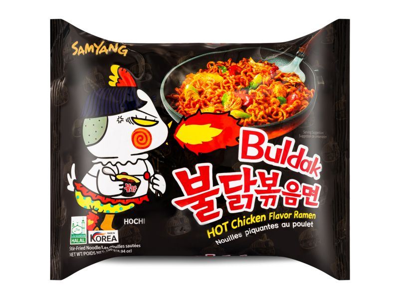 Samyang Buldak hot chicken flavour ramen, imported from the UK