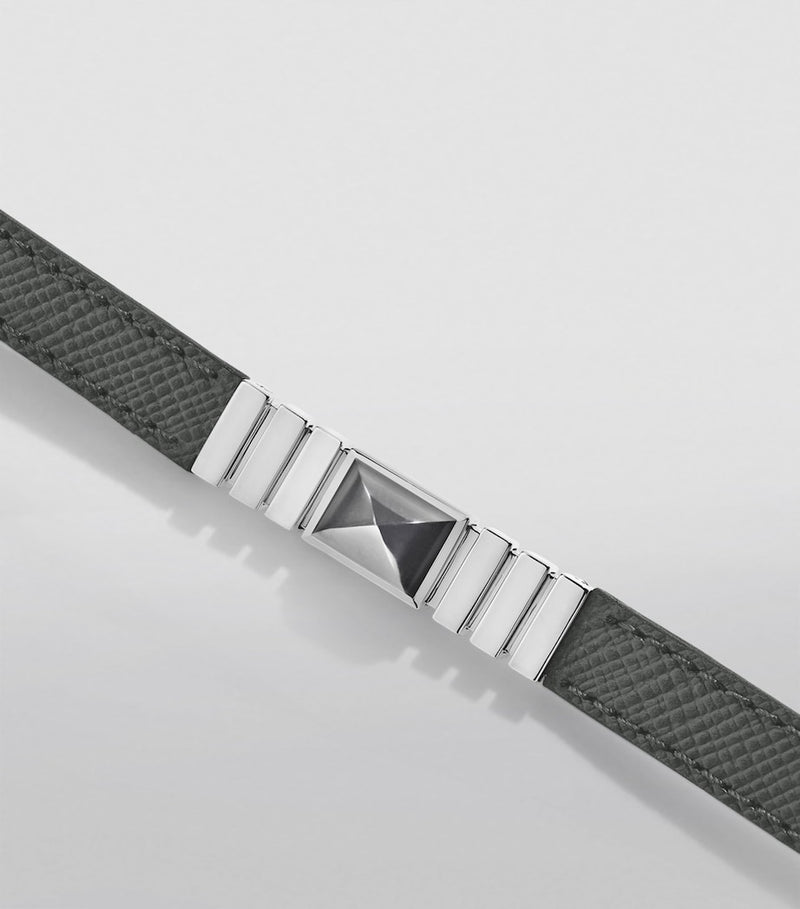 Marli New York white gold and saffiano leather UNII bracelet, UK version