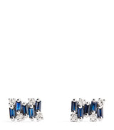 Harrods Suzanne Kalan White Gold Diamond and Blue Sapphire Shimmer Stud Earrings- Buy online at McGrocer