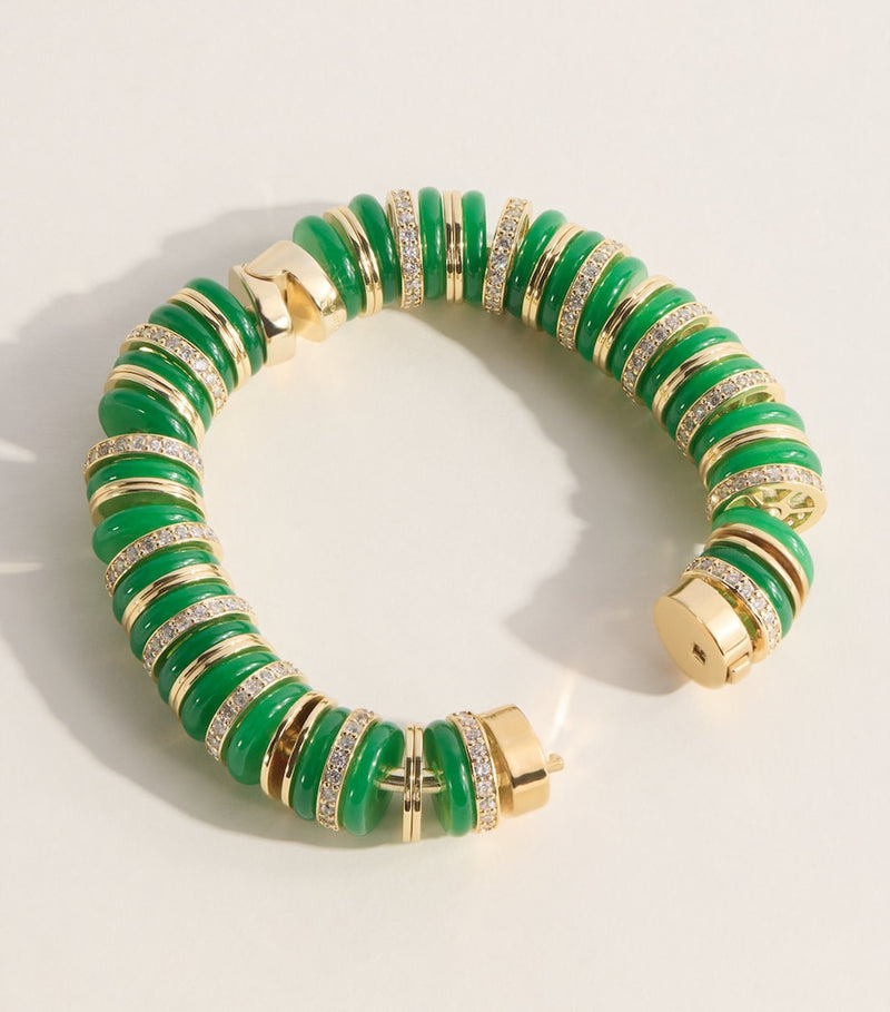 Eddie Borgo Lenox bracelet with jade malachite and crystal pave, imported from the UK