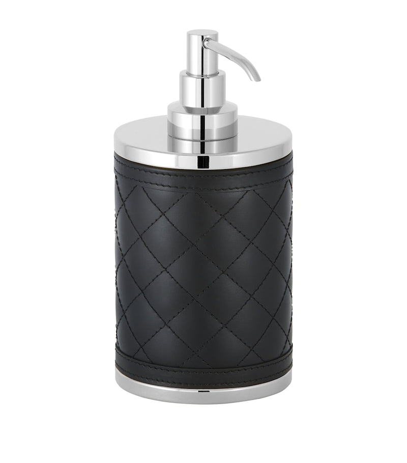 Riviere quilted soap dispenser brass leather, imported from the UK