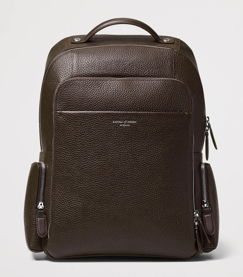 Aspinal of London pebbled leather reporter zipped backpack (British brand)